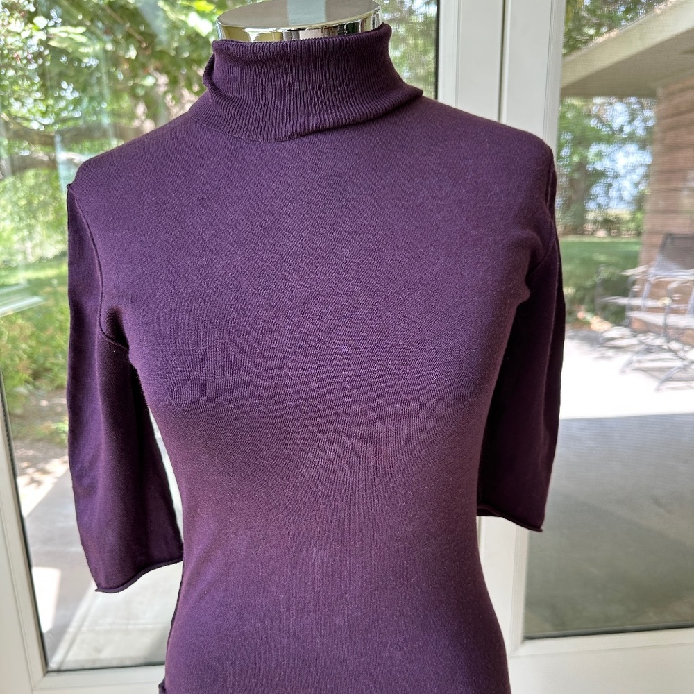 BURBERRY Purple silk cashmere short sleeves turtleneck sz.S